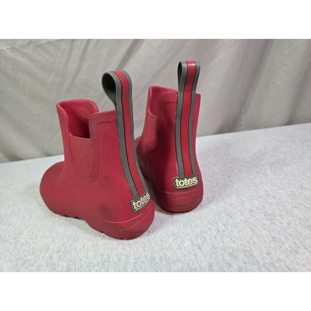Totes‎ Red Chelsea Ankle Rain Boots Women's Waterproof Slip On size 7
